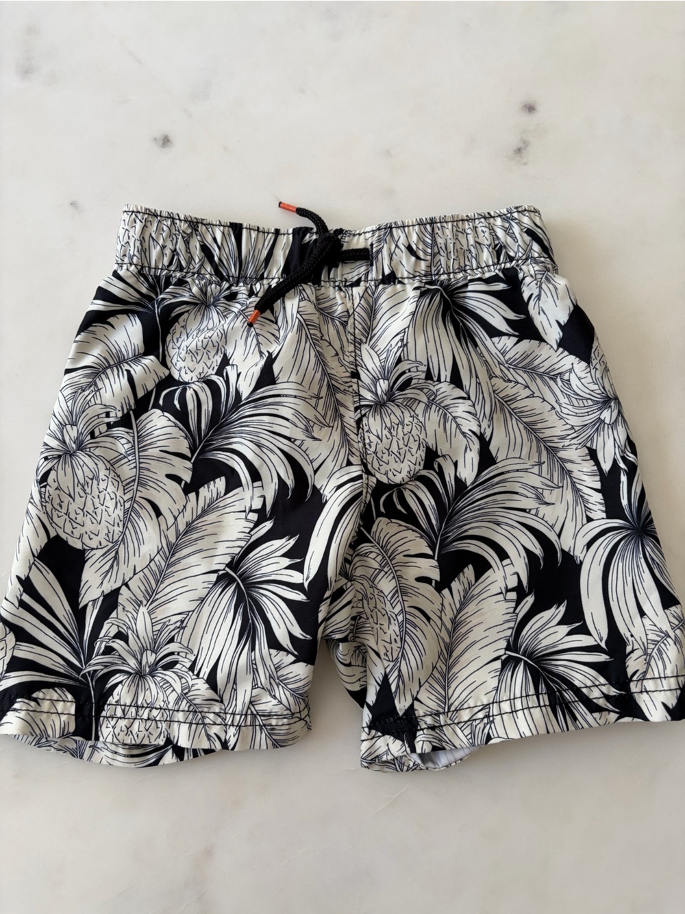 Old Navy Black and White Tropical Print Drawstring Shorts